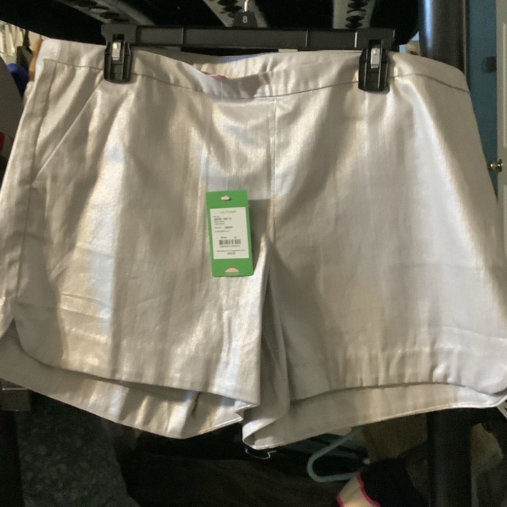 Lilly Pulitzer High Waist Silver metallic Shorts, Katia short